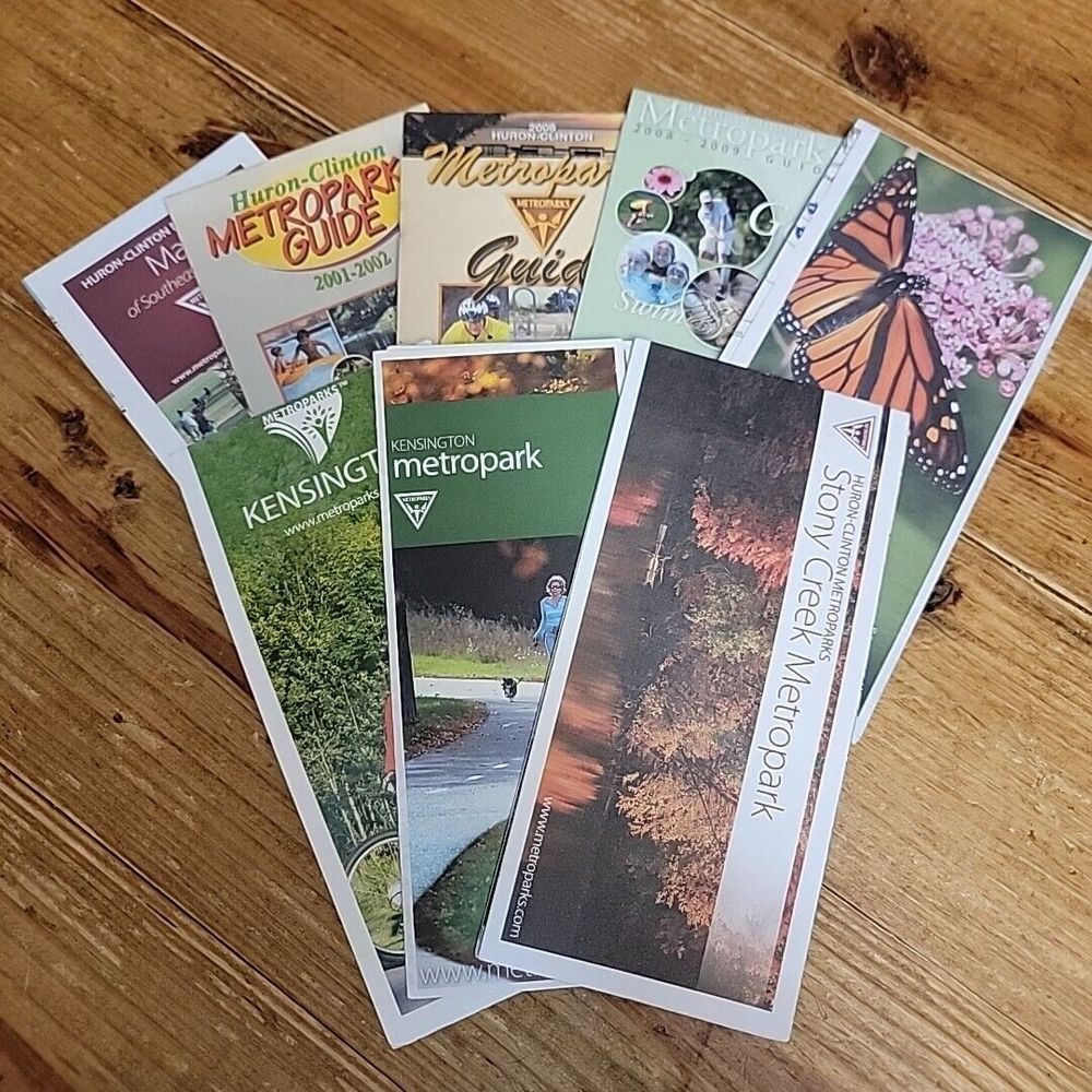 Lot of (8) Huron Clinton Metroparks Guide Maps of Southeast Michigan early 2000s